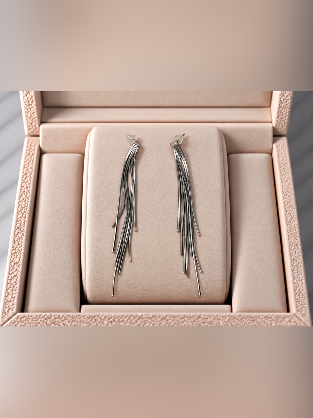 Sterling Silver Multi-Strand Fringe Drop Earrings - Silver